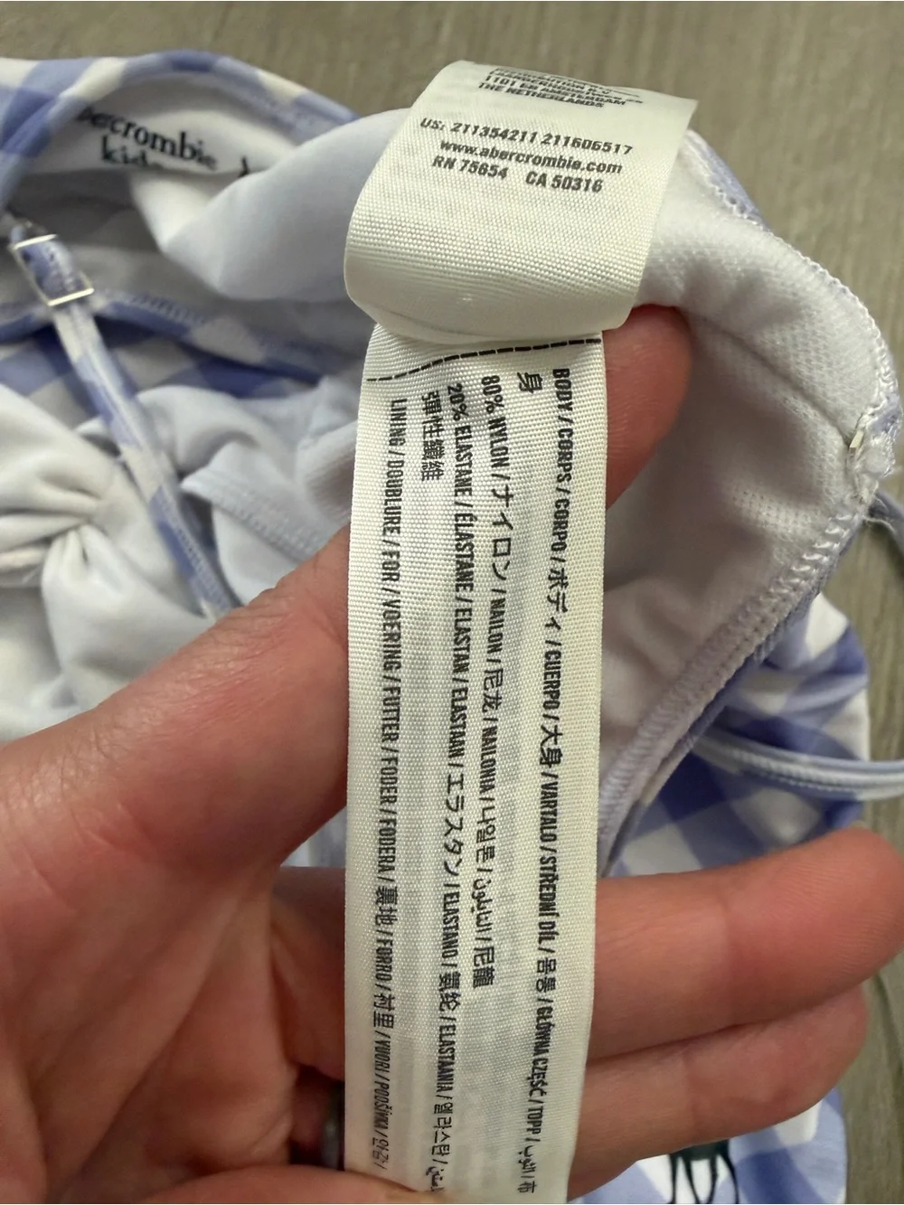 abercrombie kids 15/16 Lavender and White Gingham One-Piece Swimsuit